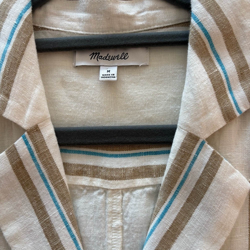 Madewell Boxy Cap Sleeve Shirt in Stripe 100% Linen Size M Rare Find! - Picture 13 of 14